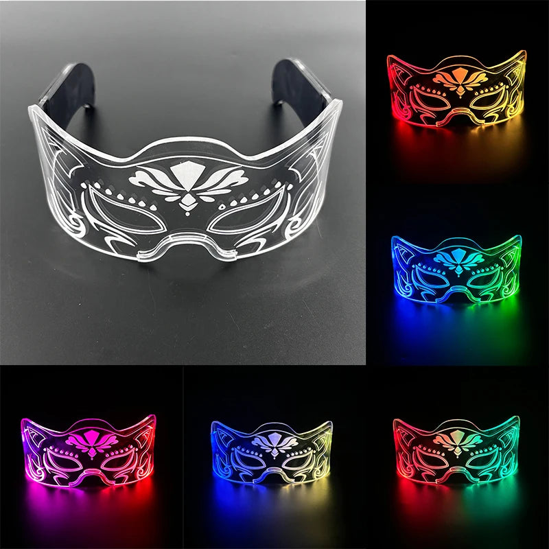 Rainbow LED Festival Glasses – Futuristic Light Up DJ Sunglasses for Raves, Concerts & Night Parties