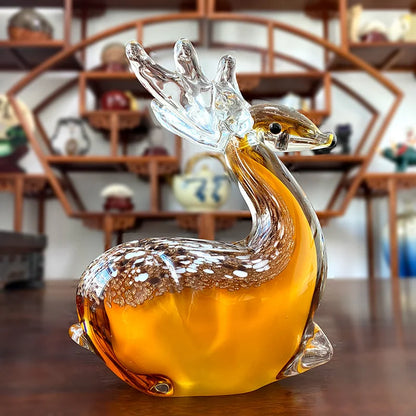 Handmade Glass Deer Figurine – Crystal Animal Ornament for Home Decor & Gifts