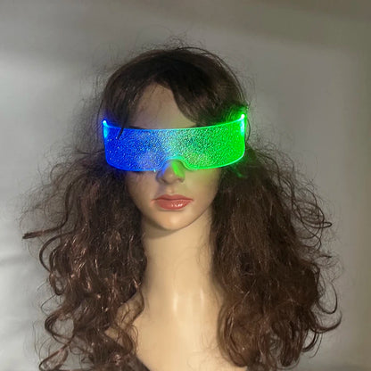 Rainbow LED Festival Glasses – Futuristic Light Up DJ Sunglasses for Raves, Concerts & Night Parties