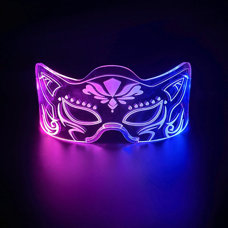 Rainbow LED Festival Glasses – Futuristic Light Up DJ Sunglasses for Raves, Concerts & Night Parties