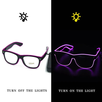 EL Wire LED Festival Glasses – Flashing Light Up Party Sunglasses for Rave Festivals & Night Events