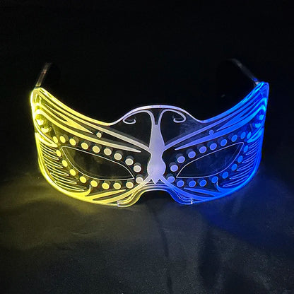 Rainbow LED Festival Glasses – Futuristic Light Up DJ Sunglasses for Raves, Concerts & Night Parties