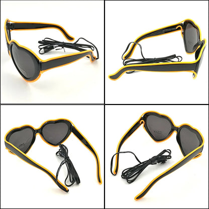 LED Heart Festival Glasses – Light Up Love Heart Sunglasses for Festivals, Parties & Bachelorette Events