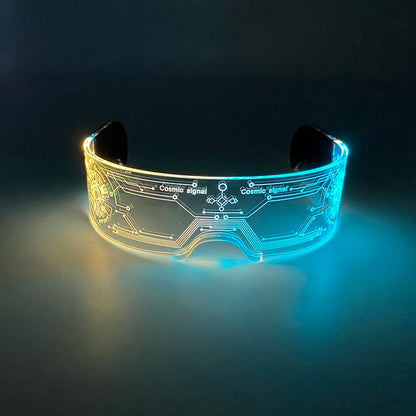 Rainbow LED Festival Glasses – Futuristic Light Up DJ Sunglasses for Raves, Concerts & Night Parties