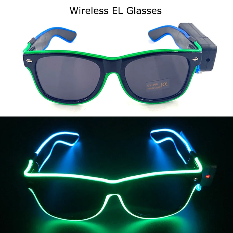 Wireless LED Festival Sunglasses – Glow Party UV400 Light Up Glasses for Rave Festivals & Night Events