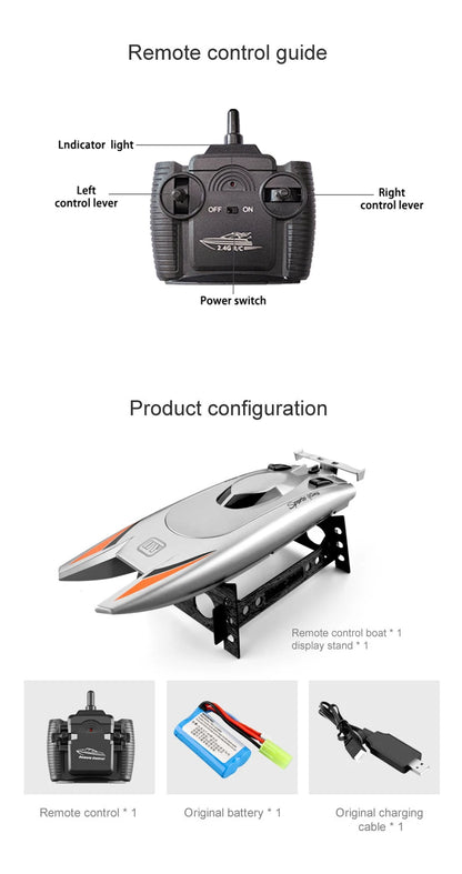 High-Speed RC Racing Boat – Waterproof Remote Control Speedboat Toy