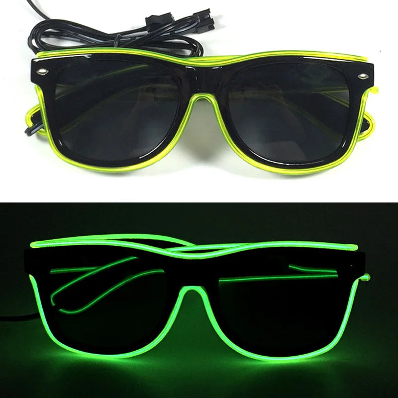 LED Rave Cosplay Glasses – Neon Light Up Festival Goggles for Music Festivals, DJ Parties & Clubs
