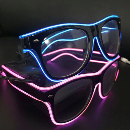 Flashing LED Festival Glasses – EL Wire Light Up Sunglasses for Rave Parties, Music Festivals & Night Events