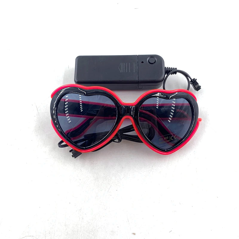 LED Heart Festival Glasses – Light Up Love Heart Sunglasses for Festivals, Parties & Bachelorette Events