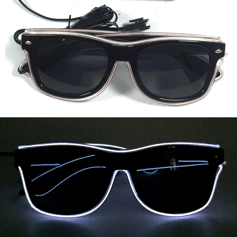 LED Rave Cosplay Glasses – Neon Light Up Festival Goggles for Music Festivals, DJ Parties & Clubs