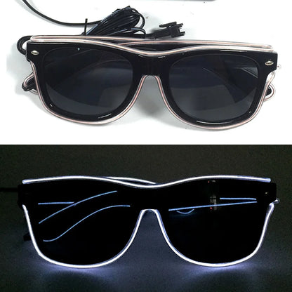 LED Rave Cosplay Glasses – Neon Light Up Festival Goggles for Music Festivals, DJ Parties & Clubs