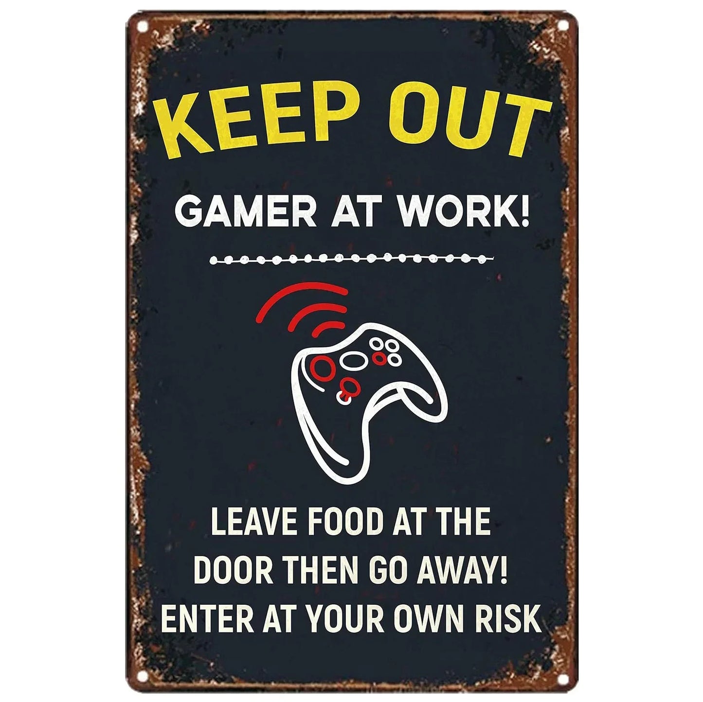 Gaming Room Metal Wall Sign – Retro Gamer Decor for Bedroom or Game Room