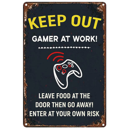 Gaming Room Metal Wall Sign – Retro Gamer Decor for Bedroom or Game Room