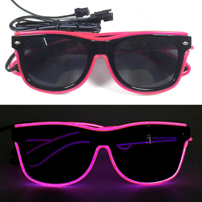 LED Rave Cosplay Glasses – Neon Light Up Festival Goggles for Music Festivals, DJ Parties & Clubs