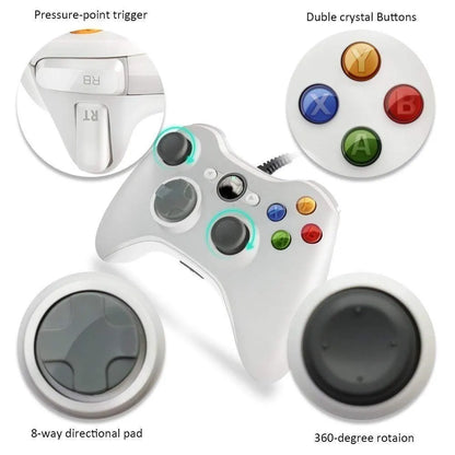 USB Wired Gaming Controller for Xbox 360 and PC – Gamepad with Vibration