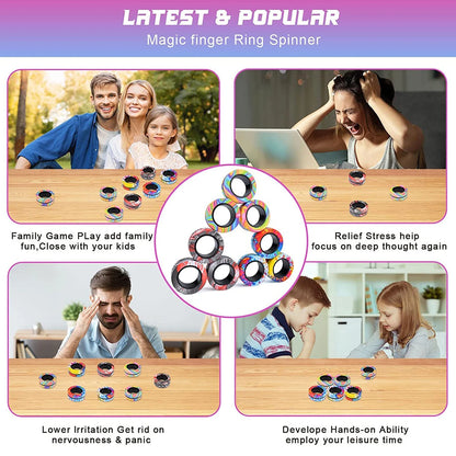 Magnetic Fidget Rings – 3PCS Stress Relief Spinner Toy Set