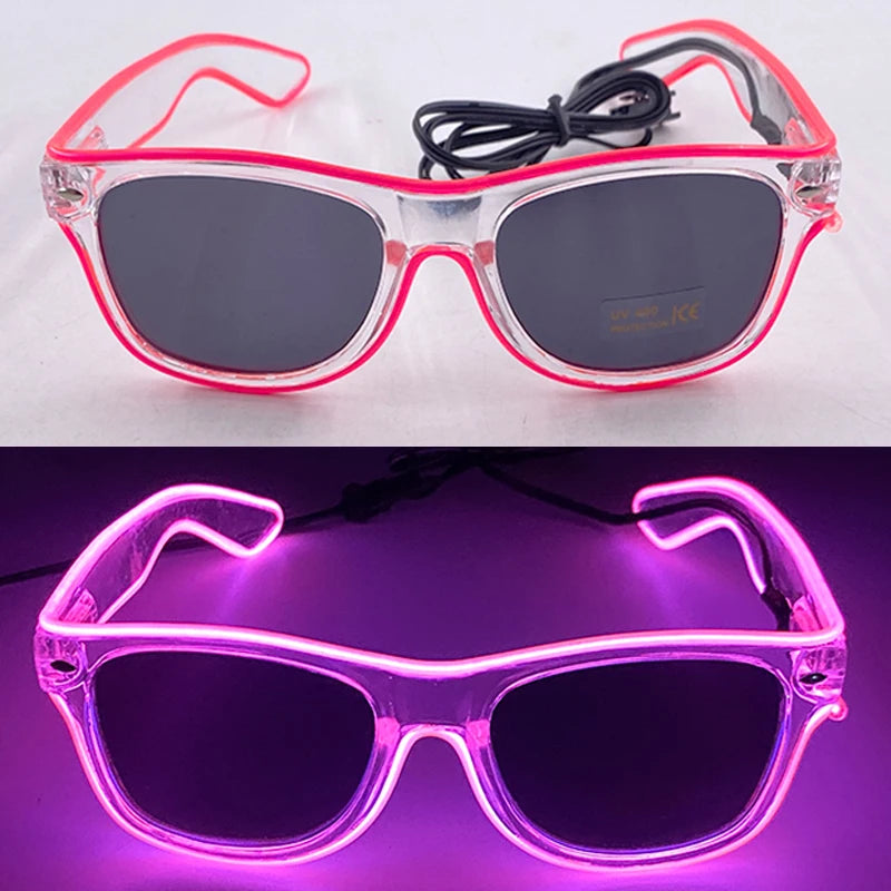 LED Rave Cosplay Glasses – Neon Light Up Festival Goggles for Music Festivals, DJ Parties & Clubs