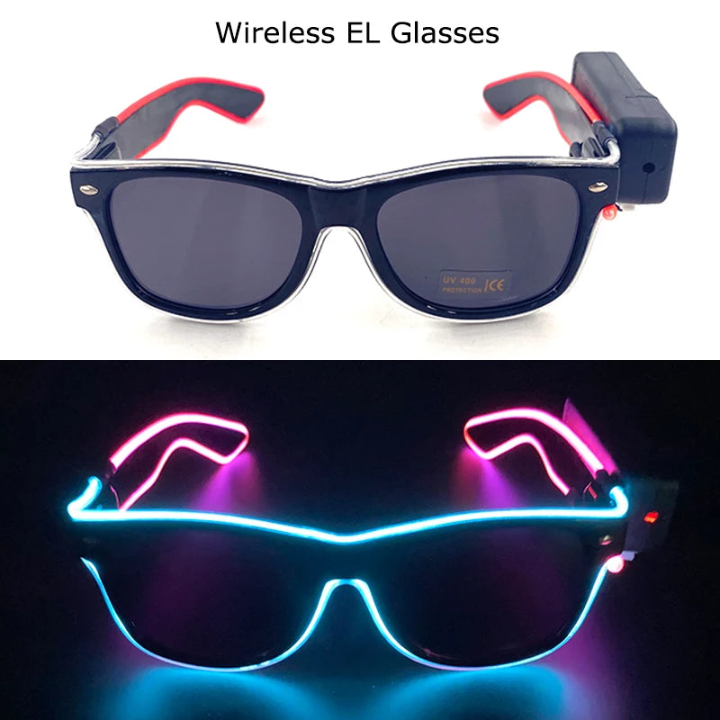 Wireless LED Festival Sunglasses – Glow Party UV400 Light Up Glasses for Rave Festivals & Night Events