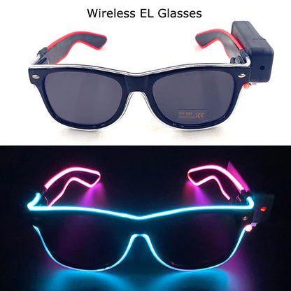 Wireless LED Festival Sunglasses – Glow Party UV400 Light Up Glasses for Rave Festivals & Night Events