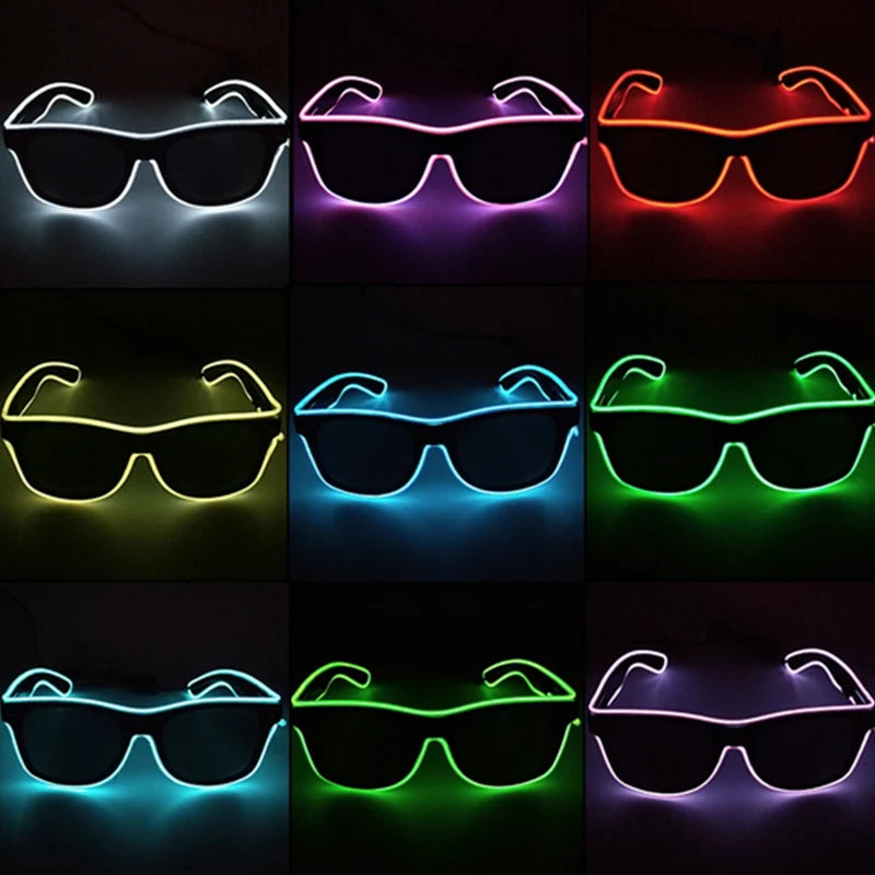 Rainbow LED Festival Glasses – Futuristic Light Up DJ Sunglasses for Raves, Concerts & Night Parties