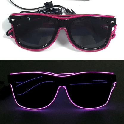 LED Rave Cosplay Glasses – Neon Light Up Festival Goggles for Music Festivals, DJ Parties & Clubs