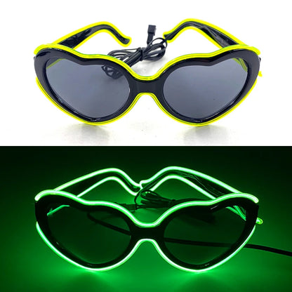 LED Heart Festival Glasses – Light Up Love Heart Sunglasses for Festivals, Parties & Bachelorette Events