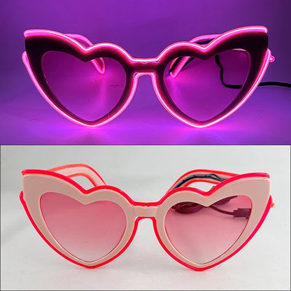 LED Heart Festival Glasses – Light Up Love Heart Sunglasses for Festivals, Parties & Bachelorette Events