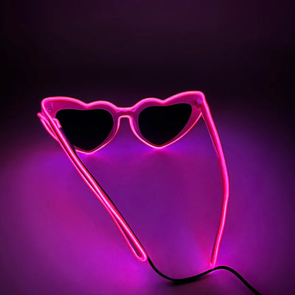 LED Heart Festival Glasses – Light Up Love Heart Sunglasses for Festivals, Parties & Bachelorette Events