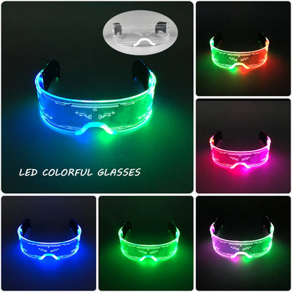 Rainbow LED Festival Glasses – Futuristic Light Up DJ Sunglasses for Raves, Concerts & Night Parties