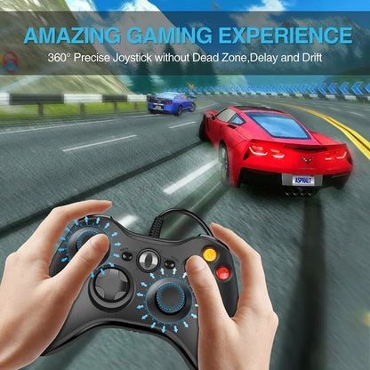 USB Wired Gaming Controller for Xbox 360 and PC – Gamepad with Vibration