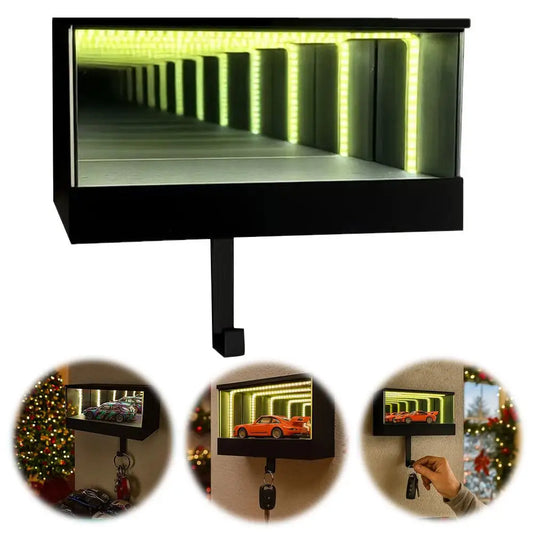 LED Infinity Garage Key Holder – Futuristic Car Key Organizer with Mirror Light Effect