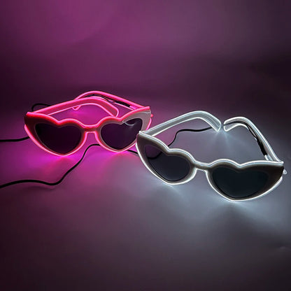 LED Heart Festival Glasses – Light Up Love Heart Sunglasses for Festivals, Parties & Bachelorette Events