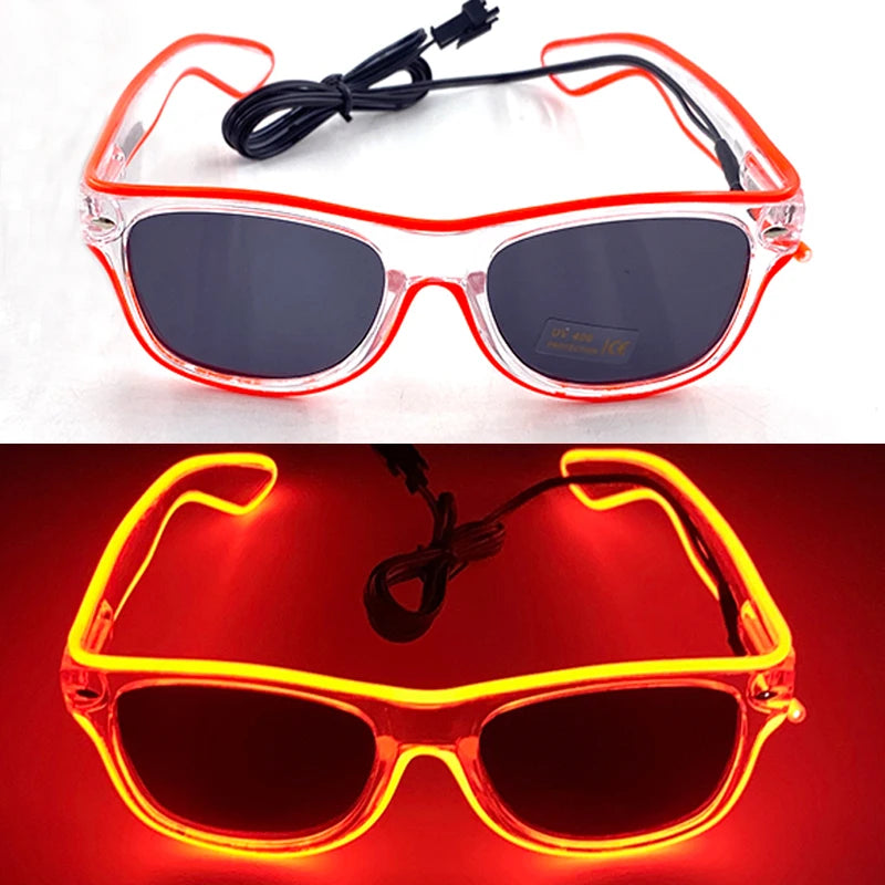 LED Rave Cosplay Glasses – Neon Light Up Festival Goggles for Music Festivals, DJ Parties & Clubs