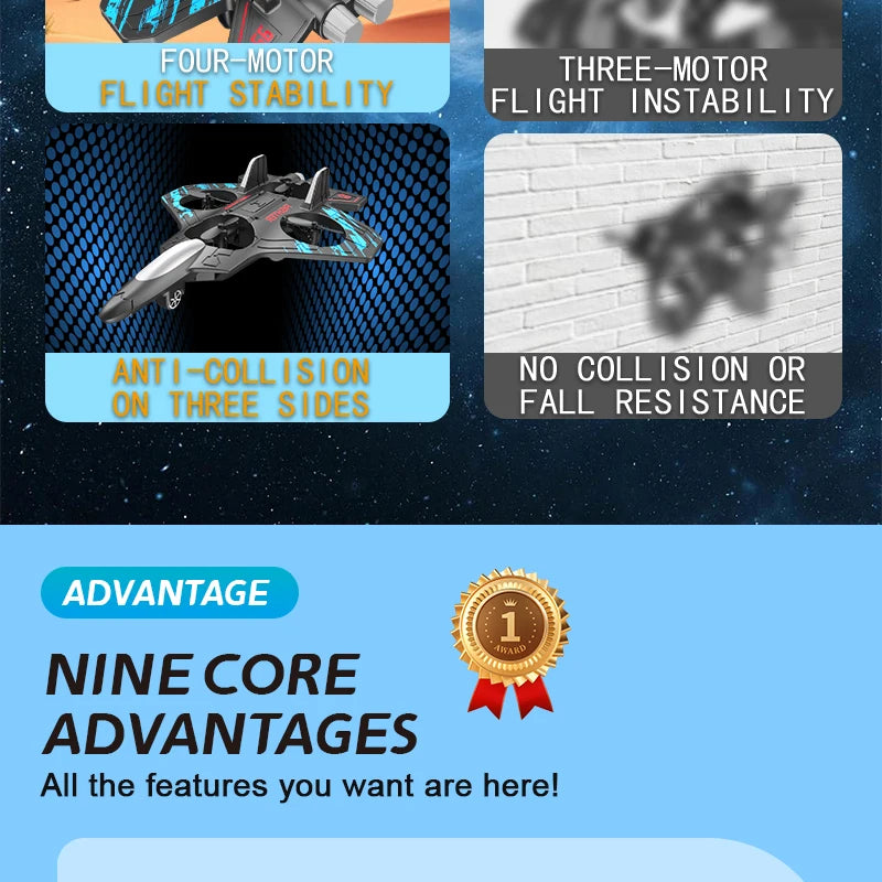 LED Remote Control Fighter Plane – 2.4G RC Foam Glider with Stunt Flight