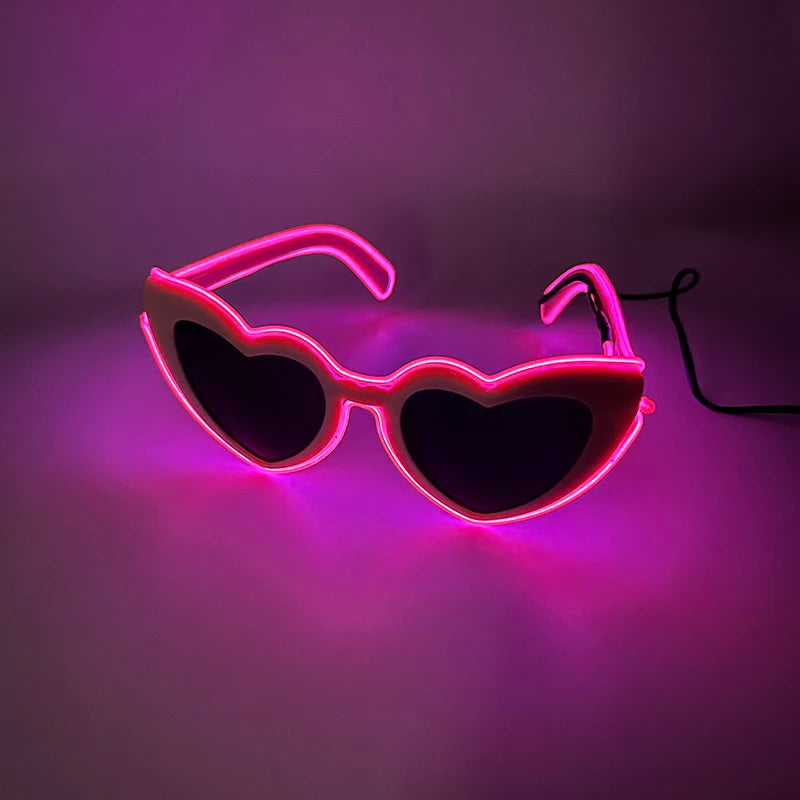 LED Heart Festival Glasses – Light Up Love Heart Sunglasses for Festivals, Parties & Bachelorette Events