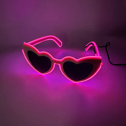 LED Heart Festival Glasses – Light Up Love Heart Sunglasses for Festivals, Parties & Bachelorette Events