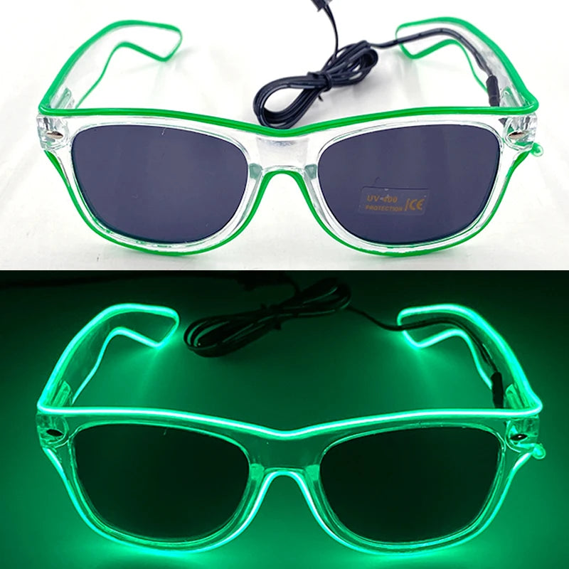 LED Rave Cosplay Glasses – Neon Light Up Festival Goggles for Music Festivals, DJ Parties & Clubs