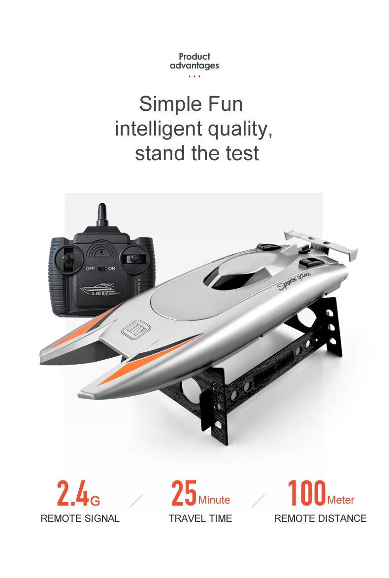 High-Speed RC Racing Boat – Waterproof Remote Control Speedboat Toy