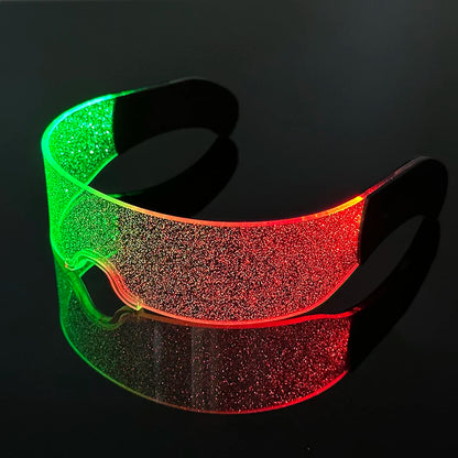 Rainbow LED Festival Glasses – Futuristic Light Up DJ Sunglasses for Raves, Concerts & Night Parties