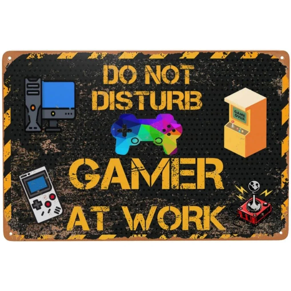 Gaming Room Metal Wall Sign – Retro Gamer Decor for Bedroom or Game Room
