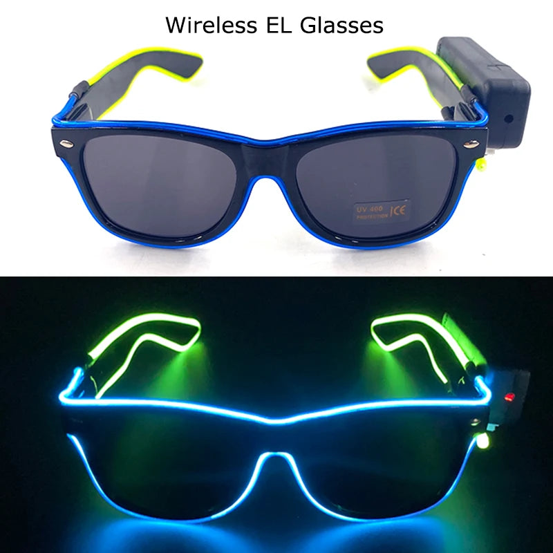 Wireless LED Festival Sunglasses – Glow Party UV400 Light Up Glasses for Rave Festivals & Night Events