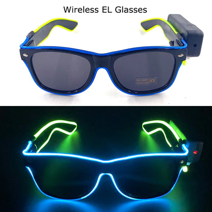 Wireless LED Festival Sunglasses – Glow Party UV400 Light Up Glasses for Rave Festivals & Night Events