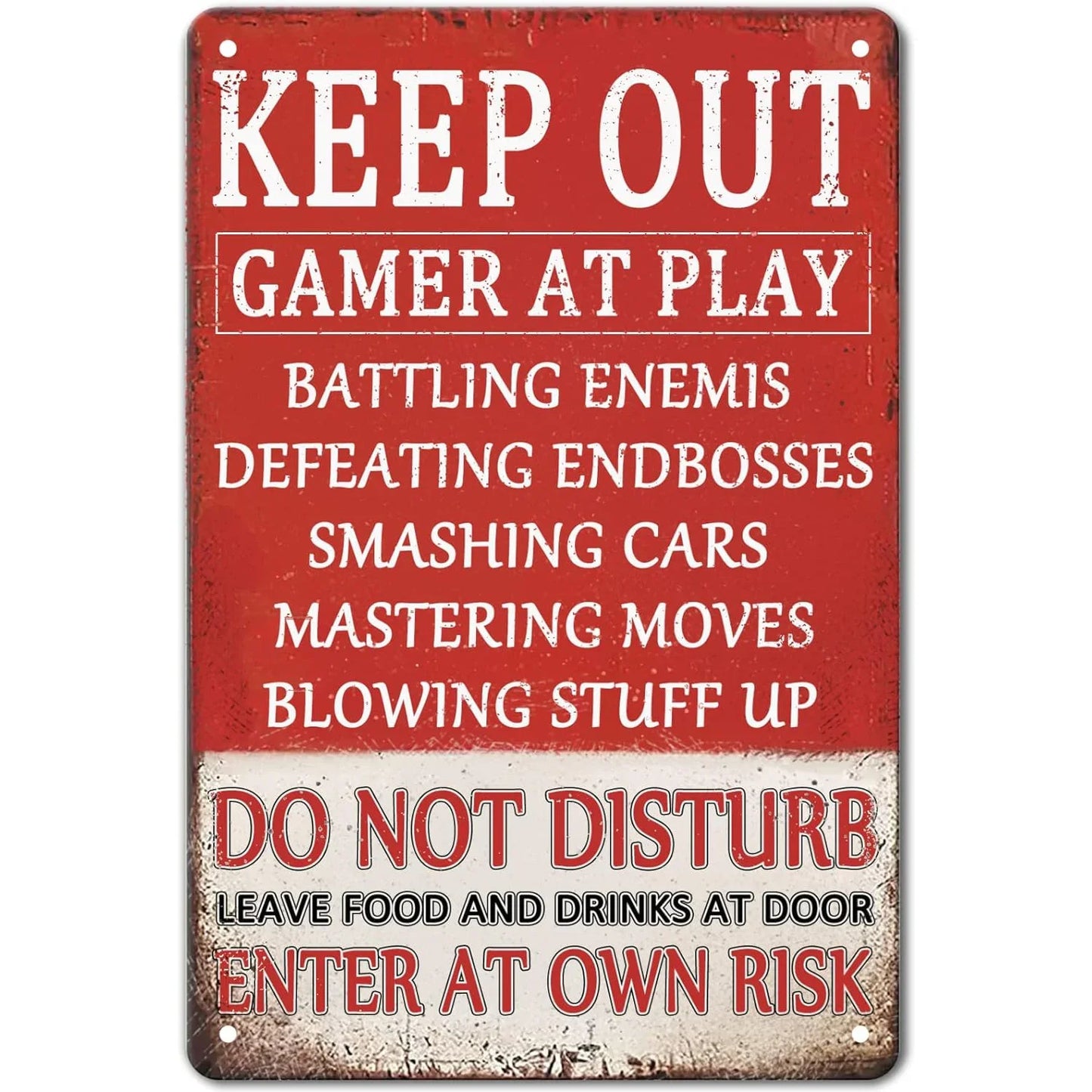 Gaming Room Metal Wall Sign – Retro Gamer Decor for Bedroom or Game Room