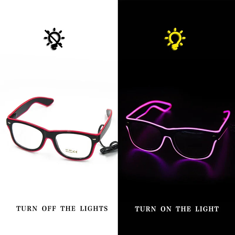 Flashing LED Festival Glasses – EL Wire Light Up Sunglasses for Rave Parties, Music Festivals & Night Events