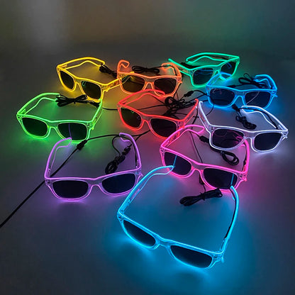 LED Rave Cosplay Glasses – Neon Light Up Festival Goggles for Music Festivals, DJ Parties & Clubs