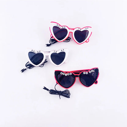LED Heart Festival Glasses – Light Up Love Heart Sunglasses for Festivals, Parties & Bachelorette Events