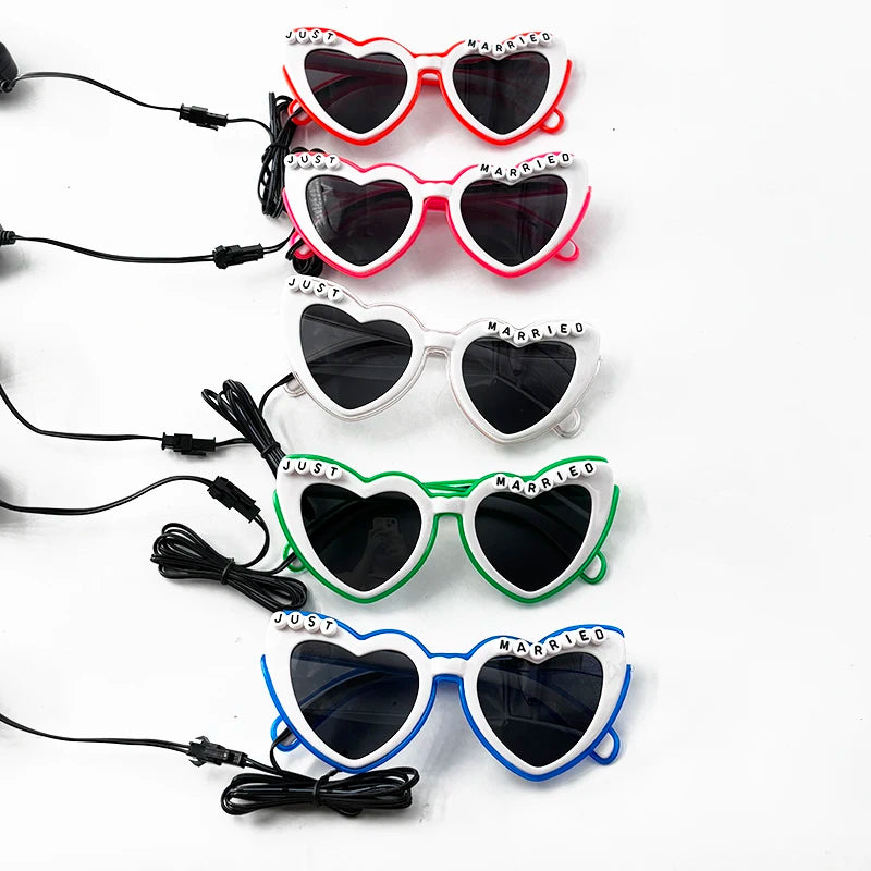 LED Heart Festival Glasses – Light Up Love Heart Sunglasses for Festivals, Parties & Bachelorette Events