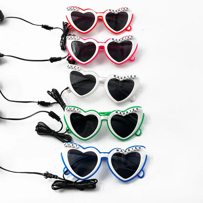LED Heart Festival Glasses – Light Up Love Heart Sunglasses for Festivals, Parties & Bachelorette Events
