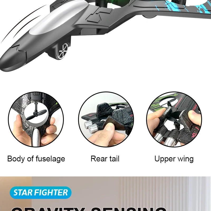 LED Remote Control Fighter Plane – 2.4G RC Foam Glider with Stunt Flight