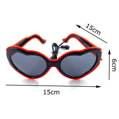 LED Heart Festival Glasses – Light Up Love Heart Sunglasses for Festivals, Parties & Bachelorette Events